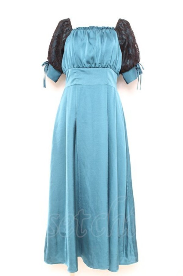 画像1: axes femme / レース袖スクエアネックワンピース F Bグリーン Y-26-02-17-108-AX-OP-SZ-ZY (1)