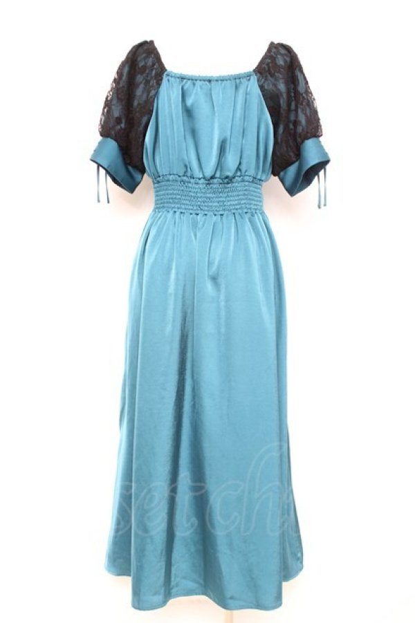 画像2: axes femme / レース袖スクエアネックワンピース F Bグリーン Y-26-02-17-108-AX-OP-SZ-ZY (2)