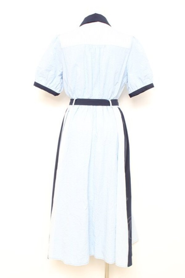 画像2: axes femme / ストライプ配色シャツワンピース F ブルー Y-26-02-17-109-AX-OP-SZ-ZY (2)