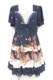 画像1: axes femme / レース×バラPTチュニック M 紺 Y-26-02-17-110-AX-OP-SZ-ZY (1)