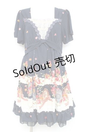 画像: axes femme / レース×バラPTチュニック M 紺 Y-26-02-17-110-AX-OP-SZ-ZY