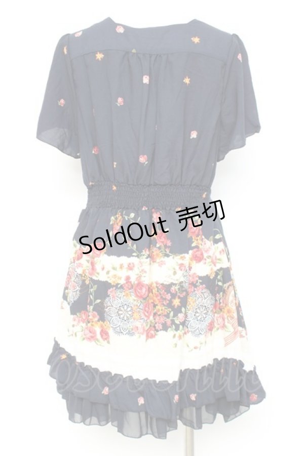 画像2: axes femme / レース×バラPTチュニック M 紺 Y-26-02-17-110-AX-OP-SZ-ZY (2)