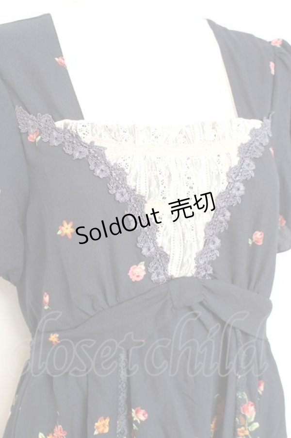 画像3: axes femme / レース×バラPTチュニック M 紺 Y-26-02-17-110-AX-OP-SZ-ZY (3)