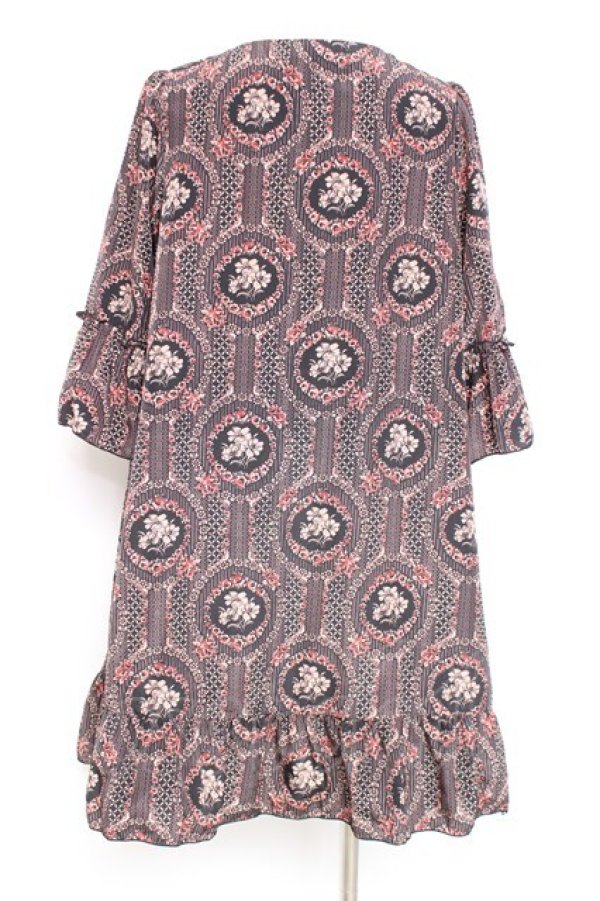 画像2: axes femme / ミュルーズ染織美術館 レトロ花柄チュニック M 黒 Y-26-02-17-111-AX-OP-SZ-ZY (2)