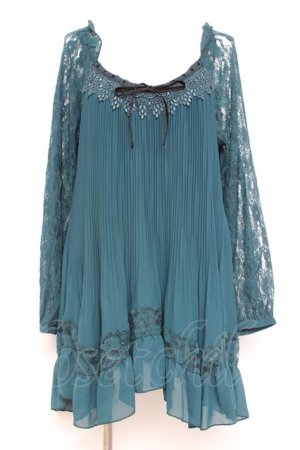 画像: axes femme / 消しプリーツブラウスプルオーバー M Dグリーン Y-26-02-17-113-AX-TO-SZ-ZY