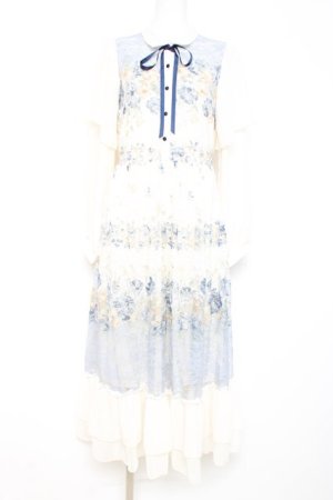 画像: axes femme / フラワーパネルプリントレースワンピース F 紺 Y-26-02-17-114-AX-OP-SZ-ZY