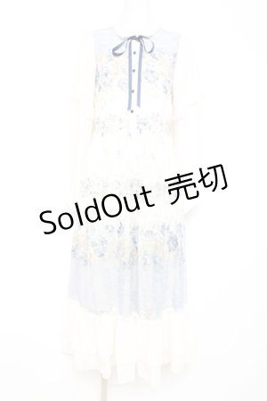 画像: axes femme / フラワーパネルプリントレースワンピース F 紺 Y-26-02-17-114-AX-OP-SZ-ZY