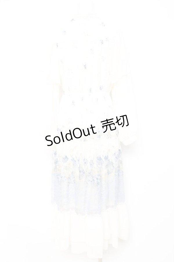 画像2: axes femme / フラワーパネルプリントレースワンピース F 紺 Y-26-02-17-114-AX-OP-SZ-ZY (2)