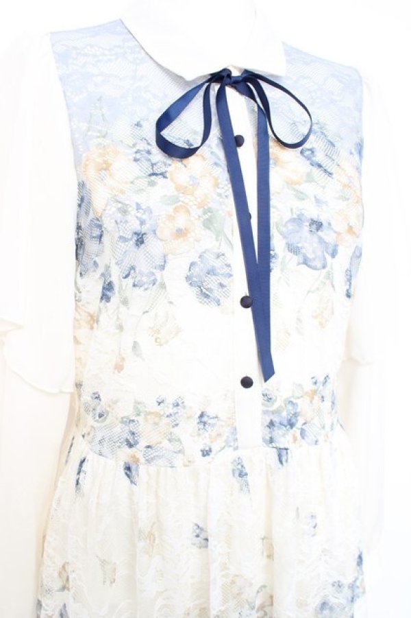 画像3: axes femme / フラワーパネルプリントレースワンピース F 紺 Y-26-02-17-114-AX-OP-SZ-ZY (3)