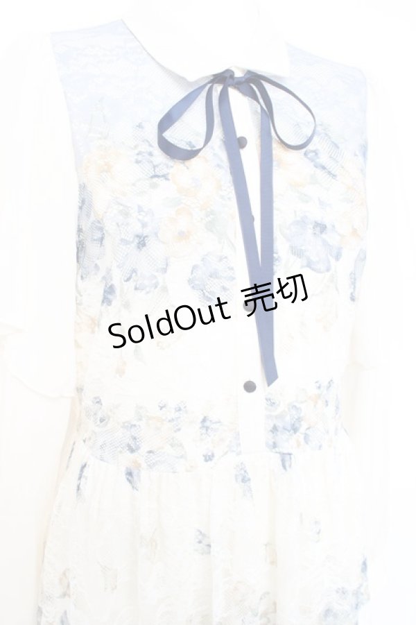 画像3: axes femme / フラワーパネルプリントレースワンピース F 紺 Y-26-02-17-114-AX-OP-SZ-ZY (3)