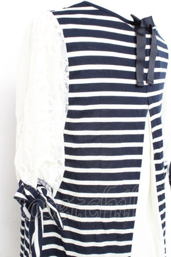 画像3: axes femme / Backデザイン半袖チュニ M 紺 Y-26-02-17-116-AX-TO-SZ-ZY (3)