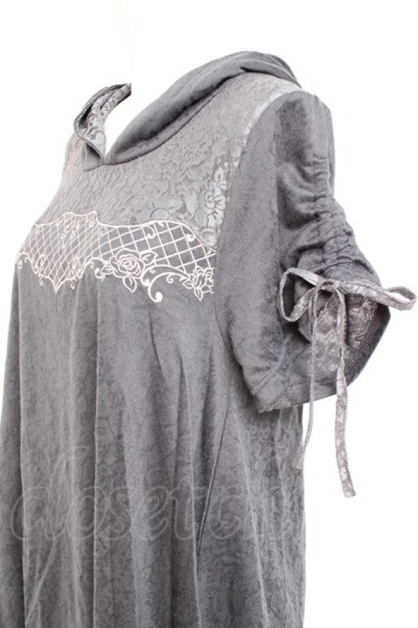 画像2: axes femme / 刺繍使いフード付チュニック M チャコール Y-26-02-17-117-AX-OP-SZ-ZY (2)