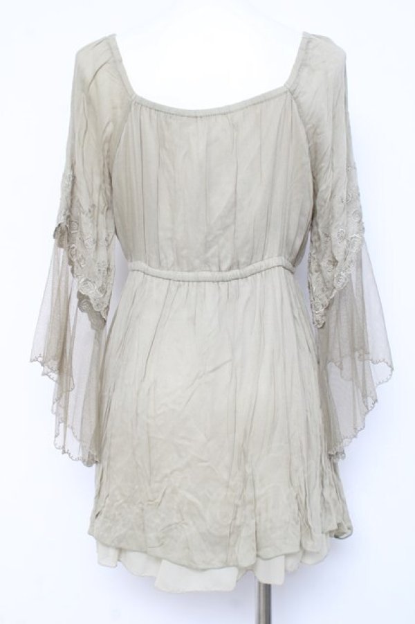 画像3: axes femme / 袖レーシーフェミニンブラウス M カーキ Y-26-02-17-118-AX-BL-SZ-ZY (3)