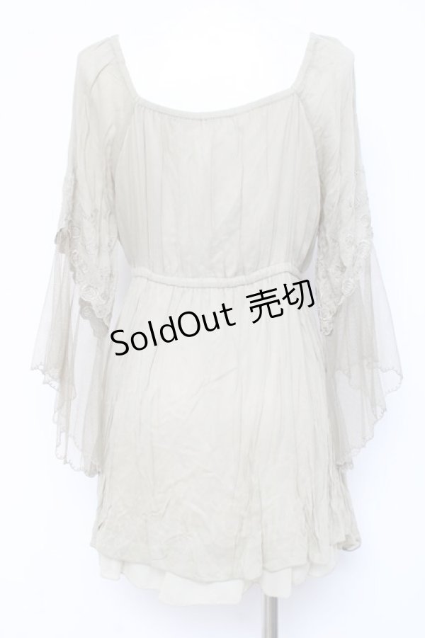 画像3: axes femme / 袖レーシーフェミニンブラウス M カーキ Y-26-02-17-118-AX-BL-SZ-ZY (3)