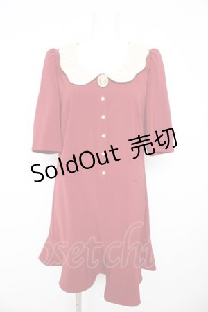 画像: axes femme prcmium / レース襟ミニ丈ワンピース S ワイン Y-26-02-17-124-LO-OP-SZ-ZY