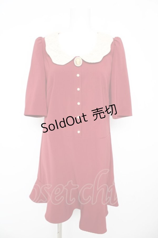 画像1: axes femme prcmium / レース襟ミニ丈ワンピース S ワイン Y-26-02-17-124-LO-OP-SZ-ZY (1)