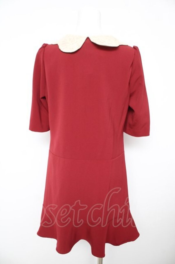 画像2: axes femme prcmium / レース襟ミニ丈ワンピース S ワイン Y-26-02-17-124-LO-OP-SZ-ZY (2)