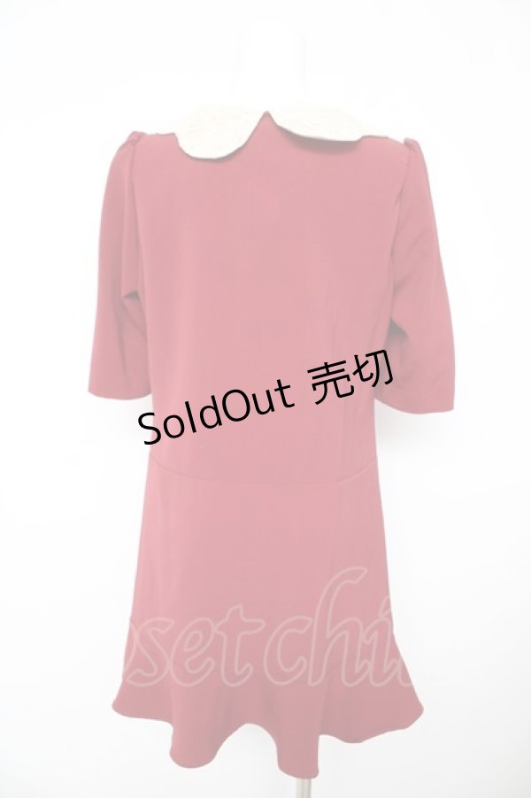 画像2: axes femme prcmium / レース襟ミニ丈ワンピース S ワイン Y-26-02-17-124-LO-OP-SZ-ZY (2)
