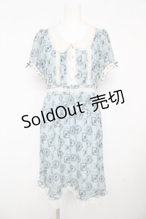 画像: axes femme / シルエット柄ワンピース  サックス Y-26-02-17-125-AX-OP-SZ-ZY