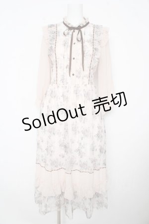 画像: axes femme / フラワープリントレースワンピース M 淡ピンク Y-26-02-17-131-AX-OP-SZ-ZY