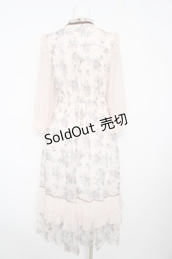 画像2: axes femme / フラワープリントレースワンピース M 淡ピンク Y-26-02-17-131-AX-OP-SZ-ZY (2)