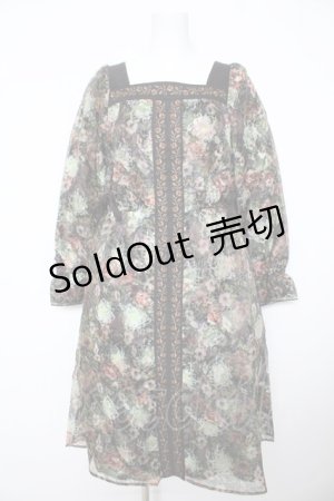 画像: axes femme NOSTALGIE / オーガンジープリントワンピ Ｍ 黒 Y-26-02-17-132-AX-OP-SZ-ZY