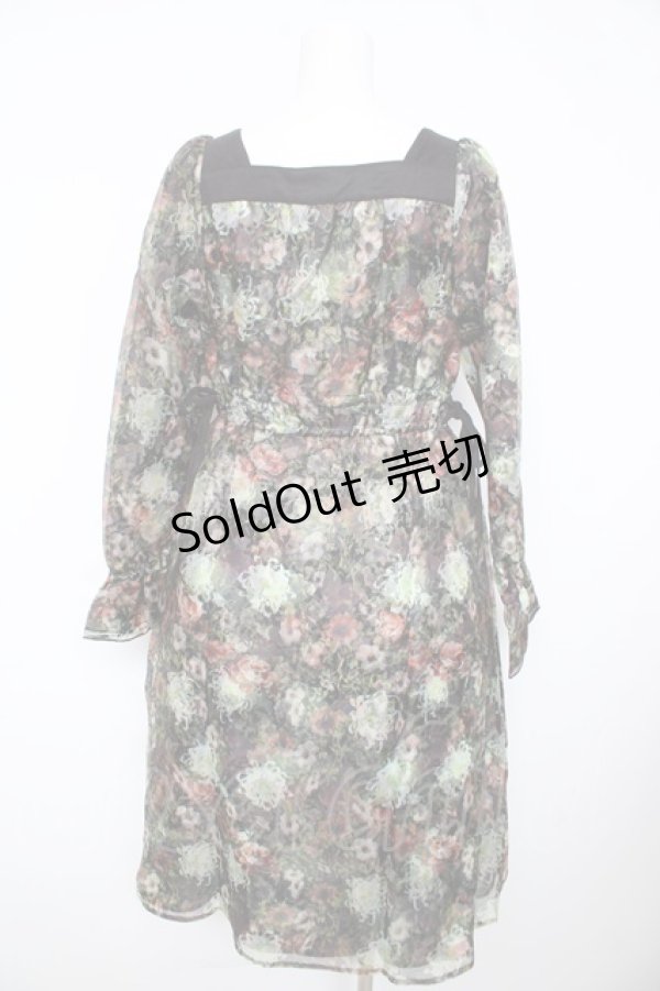 画像2: axes femme NOSTALGIE / オーガンジープリントワンピ Ｍ 黒 Y-26-02-17-132-AX-OP-SZ-ZY (2)