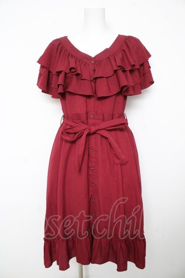 画像1: axes femme / ２wayフリルワンピース F ワイン Y-26-02-17-133-AX-OP-SZ-ZY (1)