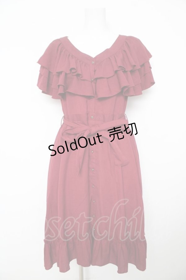 画像1: axes femme / ２wayフリルワンピース F ワイン Y-26-02-17-133-AX-OP-SZ-ZY (1)