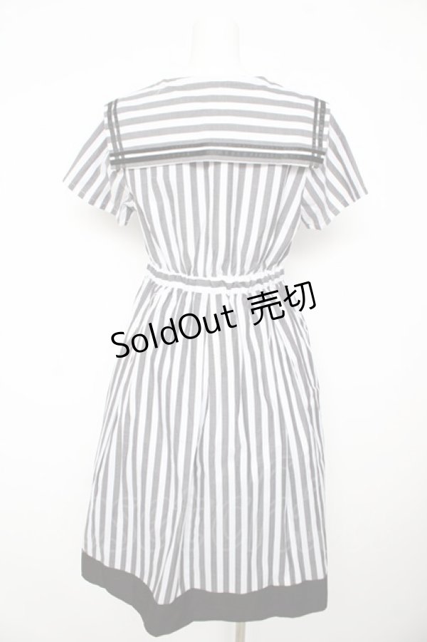 画像2: axes femme POETIQUE / ストライプセーラーワンピース M 黒 Y-26-02-17-134-AX-OP-SZ-ZY (2)