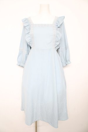 画像: axes femme POETIQUE / エプロン風ワンピース M サックス Y-26-02-17-135-AX-OP-SZ-ZY