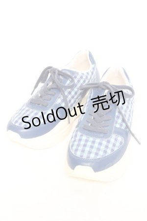 画像: PINK HOUSE / プリントキルトスニーカー L ブルー×サックス Y-26-02-17-012-LO-SH-SZ-ZY