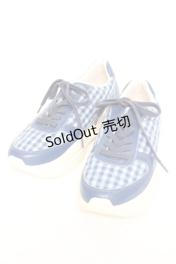 画像1: PINK HOUSE / プリントキルトスニーカー L ブルー×サックス Y-26-02-17-012-LO-SH-SZ-ZY (1)