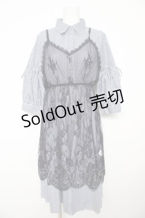 画像: axes femme / レースキャミ付きシャツワンピース M 紺 Y-26-02-17-137-AX-OP-SZ-ZY