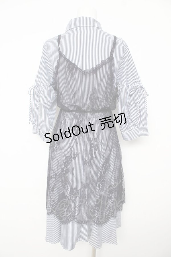 画像2: axes femme / レースキャミ付きシャツワンピース M 紺 Y-26-02-17-137-AX-OP-SZ-ZY (2)