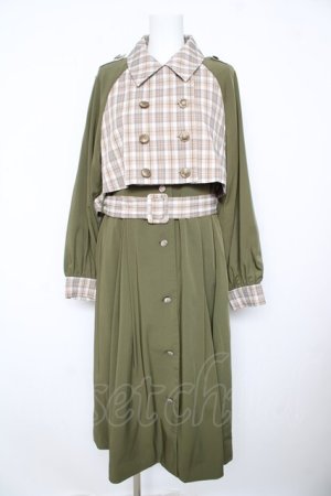 画像: axes femme POETIQUE / 2WAYバイカラーコート M グリーン Y-26-02-17-138-AX-CO-SZ-ZY