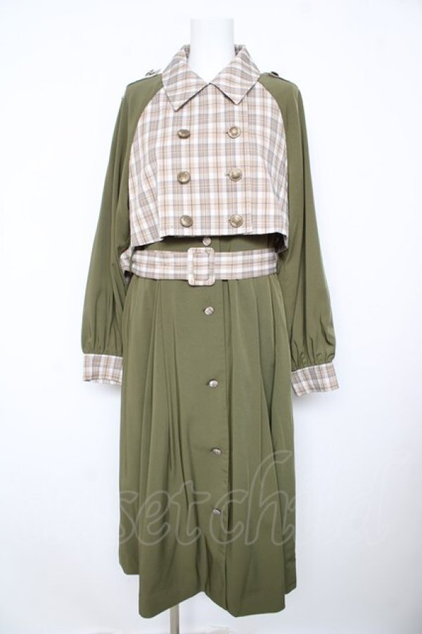 画像1: axes femme POETIQUE / 2WAYバイカラーコート M グリーン Y-26-02-17-138-AX-CO-SZ-ZY (1)