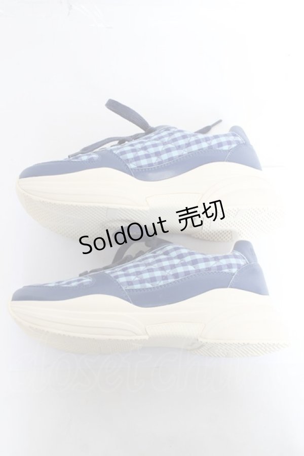 画像2: PINK HOUSE / プリントキルトスニーカー L ブルー×サックス Y-26-02-17-012-LO-SH-SZ-ZY (2)