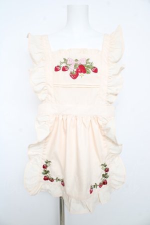 画像: axes femme kawaii / クラシックベリー刺繍エプロン M 生成り Y-26-02-17-140-AX-OP-SZ-ZY