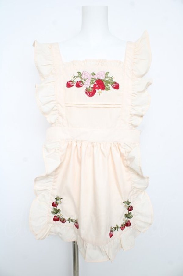 画像1: axes femme kawaii / クラシックベリー刺繍エプロン M 生成り Y-26-02-17-140-AX-OP-SZ-ZY (1)
