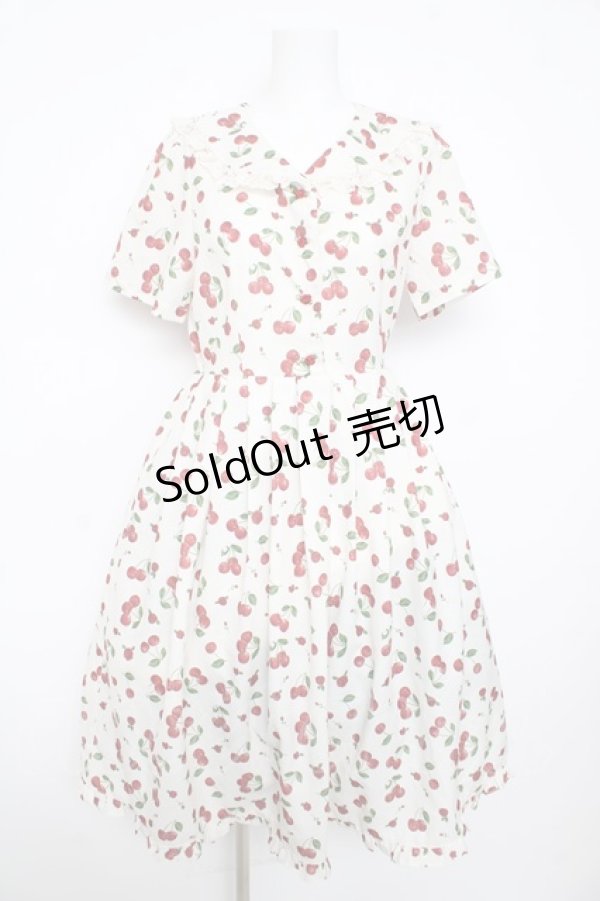 画像1: axes femme / チェリーローズ柄セーラーワンピース F 生成り Y-26-02-17-152-AX-OP-SZ-ZY (1)