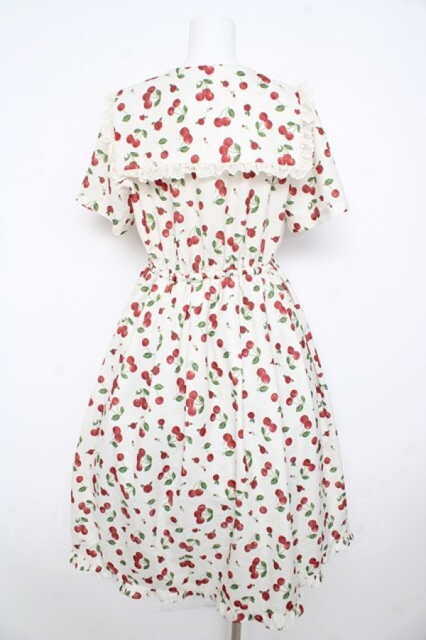 画像2: axes femme / チェリーローズ柄セーラーワンピース F 生成り Y-26-02-17-152-AX-OP-SZ-ZY (2)