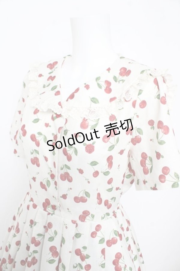 画像3: axes femme / チェリーローズ柄セーラーワンピース F 生成り Y-26-02-17-152-AX-OP-SZ-ZY (3)