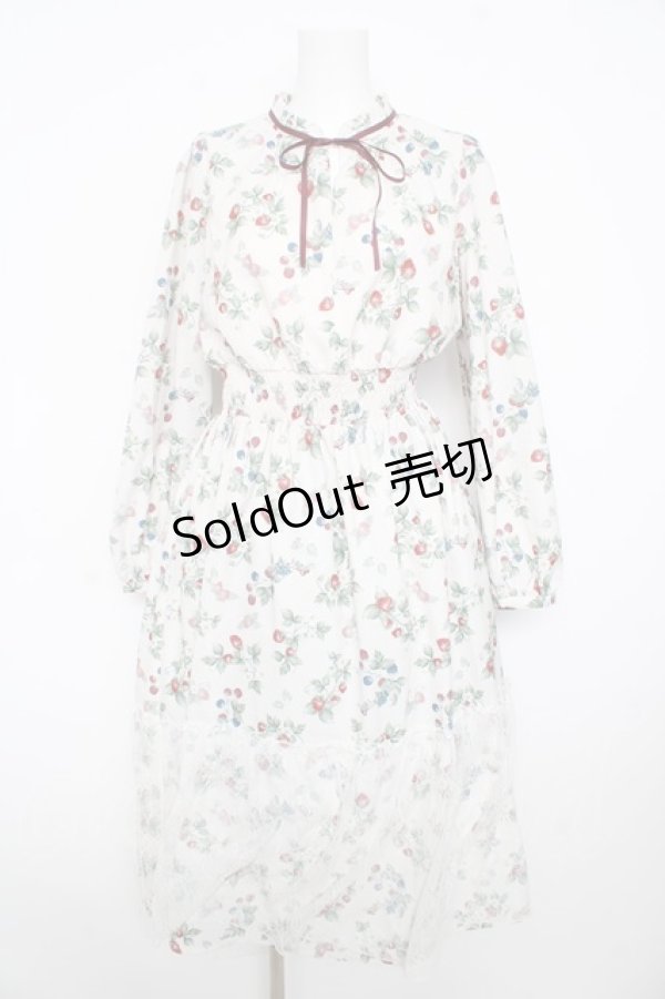 画像1: axes femme / ベリー柄ロングワンピース F 白 Y-26-02-17-153-AX-OP-SZ-ZY (1)