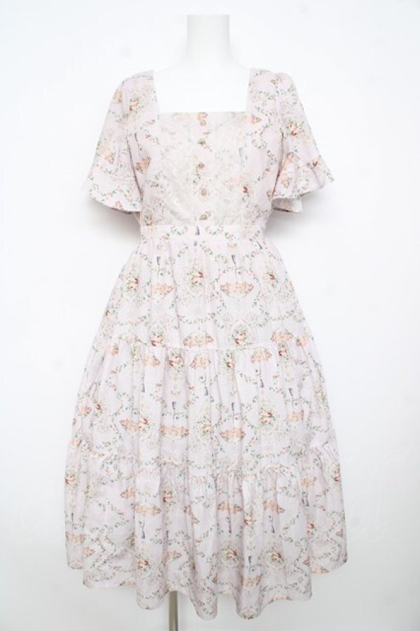 画像1: axes femme / レーヌローズ柄ワンピース M ピンク Y-26-02-17-158-AX-OP-SZ-ZY (1)