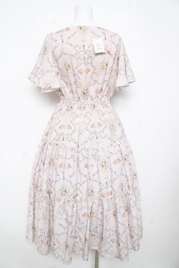 画像2: axes femme / レーヌローズ柄ワンピース M ピンク Y-26-02-17-158-AX-OP-SZ-ZY (2)