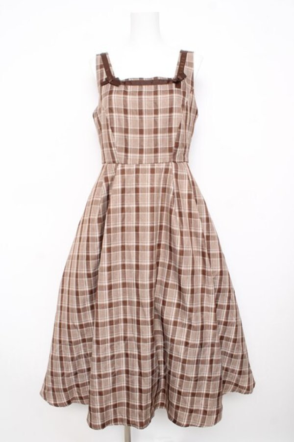 画像1: m petit by misako / スクエアネックジャンパースカート M 中茶 Y-26-02-17-159-LO-OP-SZ-ZY (1)