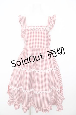 画像: Cherirulu Chocola / ギンガムチェックジャンパースカート S 赤 Y-26-02-17-160-LO-OP-SZ-ZY