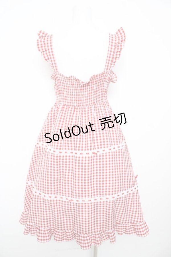 画像2: Cherirulu Chocola / ギンガムチェックジャンパースカート S 赤 Y-26-02-17-160-LO-OP-SZ-ZY (2)