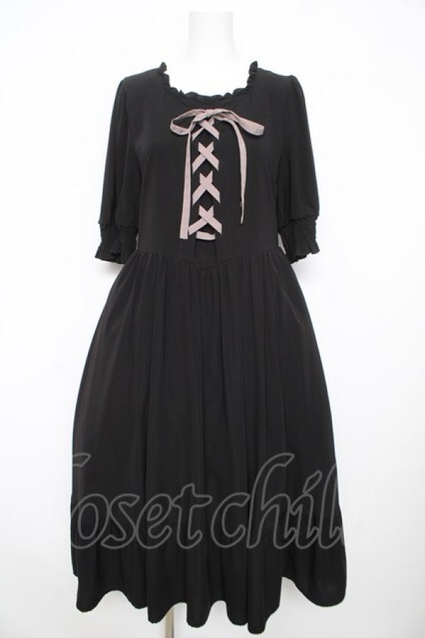 画像1: m petit by misako / AMレースアップワンピース L 中黒 Y-26-02-17-161-LO-OP-SZ-ZY (1)